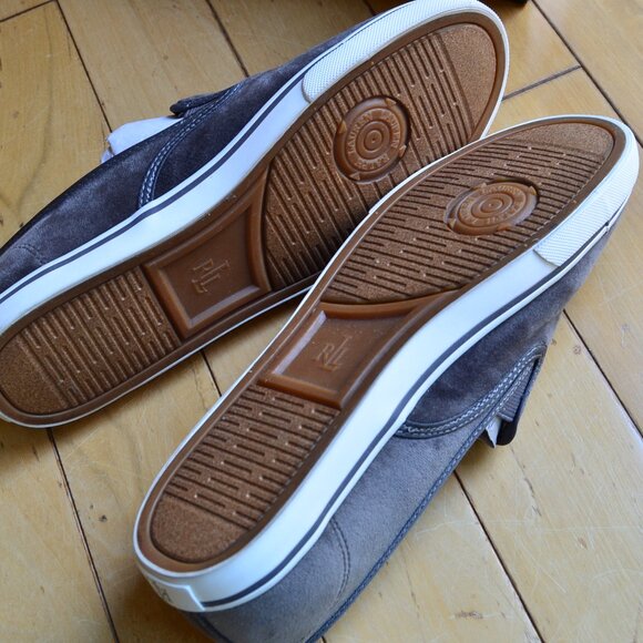 Ralph Lauren Grey Velvet Janis Slip On Round Toe Sneakers Size 9.5B NEW - Picture 6 of 11